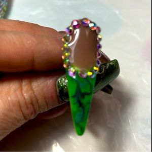 Marble and Diamonds Custom Press On Nails